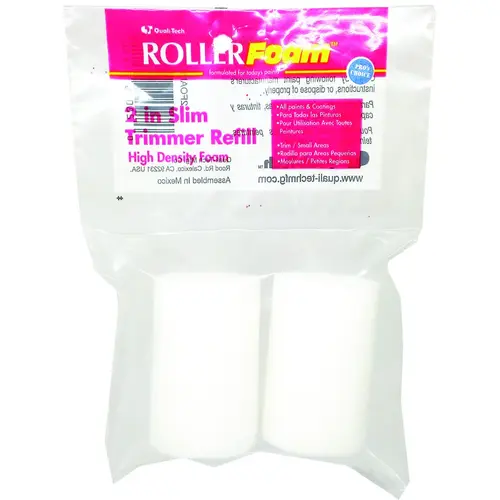 Slim Trimmer Mini Roller Cover Refill, 2 in L, Foam Cover Pair White