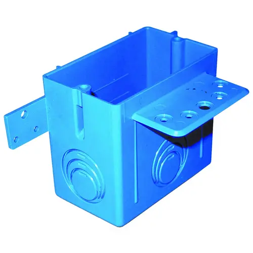 Outlet Box, 1 -Gang, 4 -Knockout, PVC, Blue, Bracket Mounting Outlet Box, 1 -Gang, 4 -Knockout, PVC, Blue, Bracket Mounting