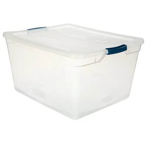 Storage Tote, Plastic, Clear, 23-1/2 in L, 18-5/8 in W, 12-1/4 in H