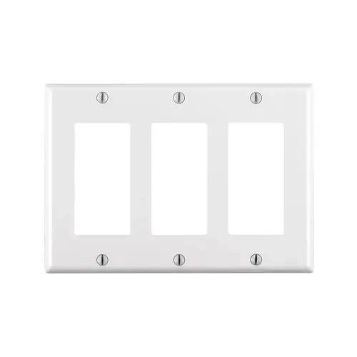 80411-W Wallplate, 4-1/2 in L, 6.37 in W, 3 -Gang, Thermoset Plastic, White, Smooth 80411-W Wallplate, 4-1/2 in L, 6.37 in W, 3 -Gang, Thermoset Plastic, White, Smooth