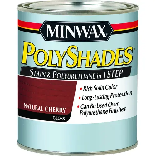 PolyShades Wood Stain and Polyurethane, Gloss, Natural Cherry, Liquid, 1 qt, Can - pack of 4 PolyShades Wood Stain and Polyurethane, Gloss, Natural Cherry, Liquid, 1 qt, Can - pack of 4