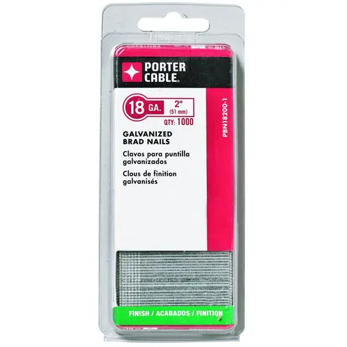 Nail, 2 in L, 18 ga Gauge, Steel, Galvanized, Brad Head - pack of 1000 Nail, 2 in L, 18 ga Gauge, Steel, Galvanized, Brad Head - pack of 1000