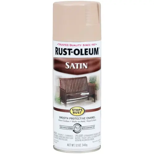 STOPS RUST Enamel Paint, Low Satin, French Beige, 12 oz, Aerosol Can - pack of 6 STOPS RUST Enamel Paint, Low Satin, French Beige, 12 oz, Aerosol Can - pack of 6