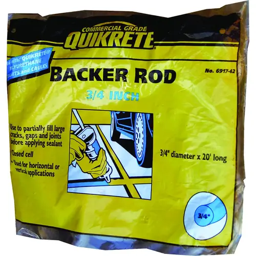 Backer Rod, 3/4 in Dia, 20 ft L, Polyurethane Gray Backer Rod, 3/4 in Dia, 20 ft L, Polyurethane Gray