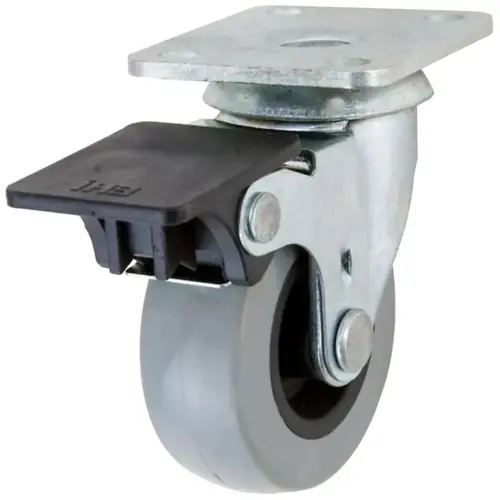 G1 Series Swivel Caster with Brake, 2 in Dia Wheel, TPU Wheel, Gray, 88 lb