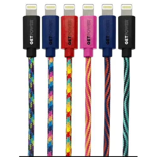 10 Ft. Multi-Color Braided Lightning USB Charging & Sync Cable Assorted 10 Ft. Multi-Color Braided Lightning USB Charging & Sync Cable Assorted