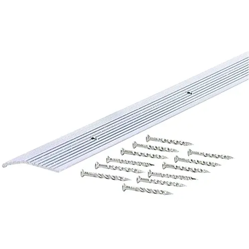 Carpet Trim, 72 in L, 1.38 in W, Fluted Surface, Aluminum, Silver Carpet Trim, 72 in L, 1.38 in W, Fluted Surface, Aluminum, Silver