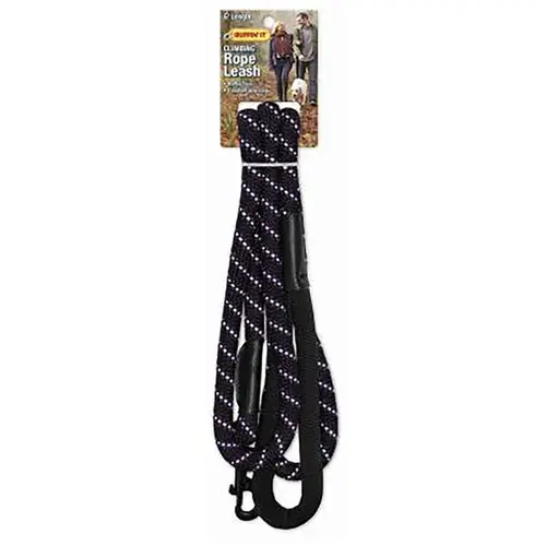 80124 Rope Leash, 6 ft L, 5/8 in W, Black/Purple