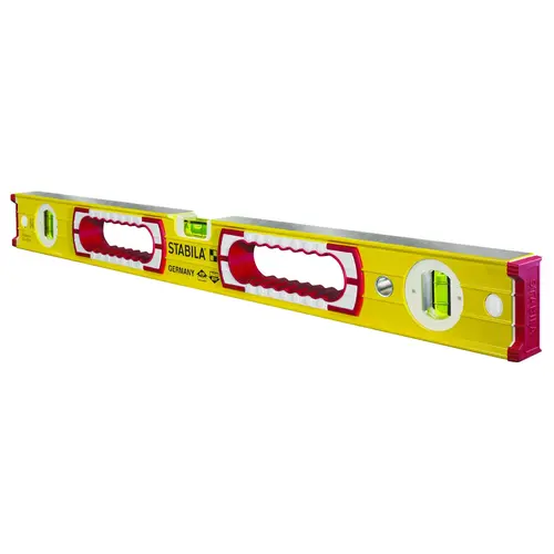 Spirit Level, 48 in L, 3-Vial, Non-Magnetic, Aluminum, Yellow