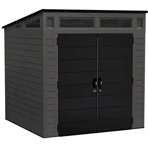 Storage Shed, 317 cu-ft Capacity, 7 ft 2-1/2 in W, 7 ft 3-1/2 in D, 7 ft 5-1/2 in H, Resin Peppercorn Storage Shed, 317 cu-ft Capacity, 7 ft 2-1/2 in W, 7 ft 3-1/2 in D, 7 ft 5-1/2 in H, Resin Peppercorn