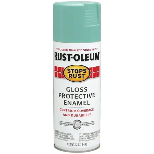 STOPS RUST Protective Enamel Spray Paint, Gloss, Light Turquoise, 12 oz, Aerosol Can STOPS RUST Protective Enamel Spray Paint, Gloss, Light Turquoise, 12 oz, Aerosol Can