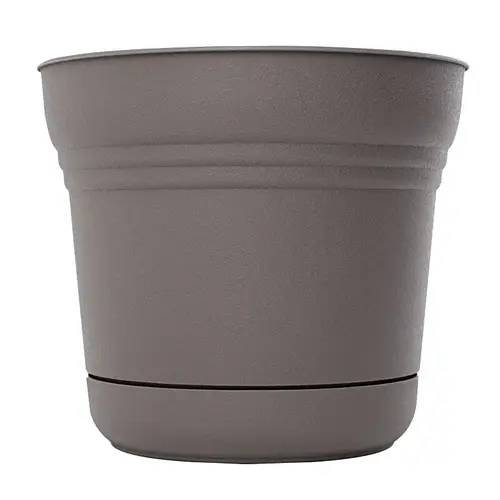 Planter, 14 in Dia, 14-1/2 in W, Saturn Design, Charcoal, Matte Planter, 14 in Dia, 14-1/2 in W, Saturn Design, Charcoal, Matte