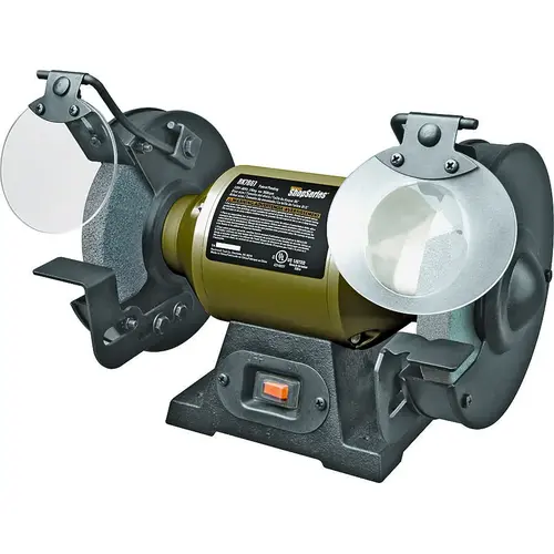 Shop Bench Grinder, 120 V, 2 A, 3/4 in Arbor/Spindle, 6 in Dia Wheel, 3450 rpm Speed Shop Bench Grinder, 120 V, 2 A, 3/4 in Arbor/Spindle, 6 in Dia Wheel, 3450 rpm Speed