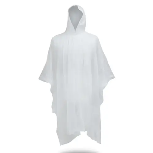 Poncho, Vinyl, Clear, Attached, Hooded Collar Poncho, Vinyl, Clear, Attached, Hooded Collar