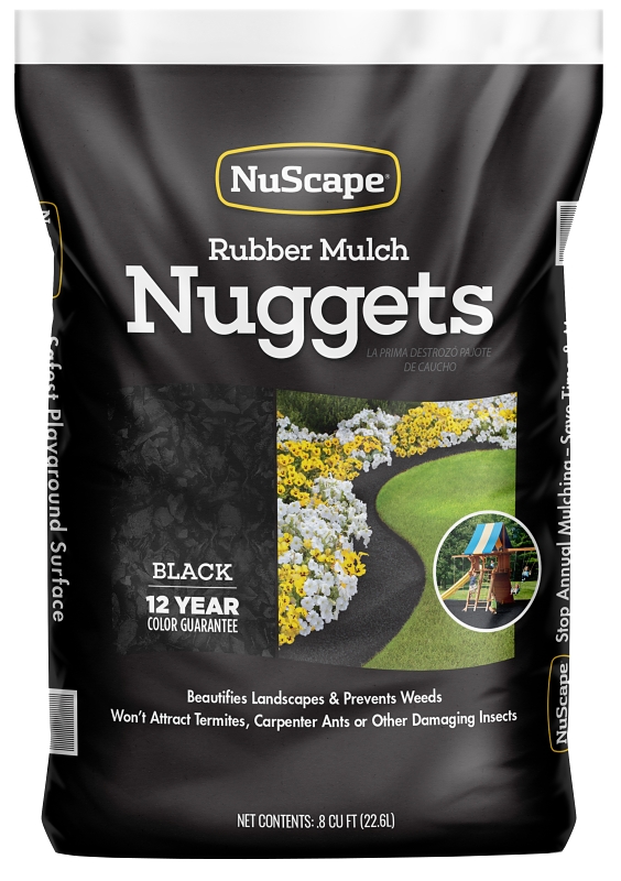 NuScape GSNG08BK72 0.8 Cu. Ft. Black Recycled Nugget Rubber Mulch