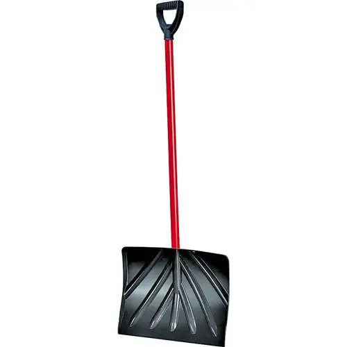 Snow Shovel, 18 in W Blade, 13 in L Blade, Polyethylene Blade, Steel Handle, 50 in OAL, Black