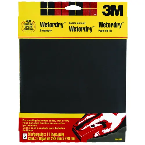 Sandpaper Wetordry 11" L X 9" W 400 Grit Silicon Carbide - pack of 50 Sandpaper Wetordry 11" L X 9" W 400 Grit Silicon Carbide - pack of 50
