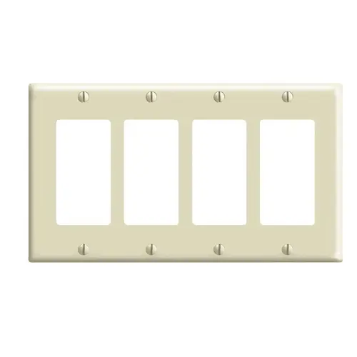 80412-I Wallplate, 4-1/2 in L, 8.19 in W, 4 -Gang, Plastic, Ivory 80412-I Wallplate, 4-1/2 in L, 8.19 in W, 4 -Gang, Plastic, Ivory