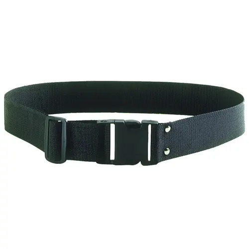 Web Work Belt, Poly, 2 in W, Adjustable 29 in to 46 in Waists, Quick-Release Buckle, Black