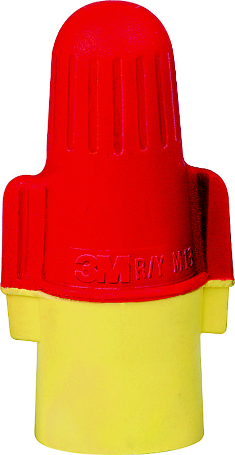 3M R/Y+ Performance Plus Wire Connector, 22 to 8 AWG Wire, Steel Contact, Red/Yellow - pack of 100