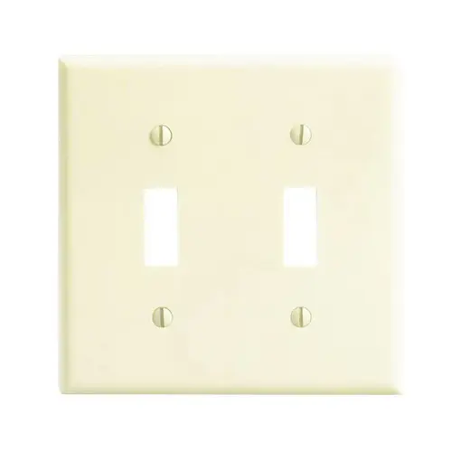 Wallplate, 4-1/2 in L, 2-3/4 in W, 2 -Gang, Thermoset, Ivory, Smooth