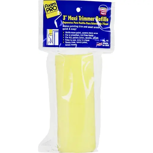 Trim Roller Refill, 3/8 in Thick Nap, 3 in L, Foam Cover Trim Roller Refill, 3/8 in Thick Nap, 3 in L, Foam Cover
