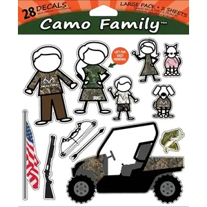 RealTree RT-CFAM-LG Decal Set, Camo Family, Vinyl Adhesive Camouflage