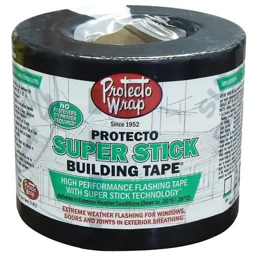 602-412 Super Stick Building Tape, 75 ft L, 6 in W, Aluminum/Silver, Pressure-Sensitive, Self-Adhesive
