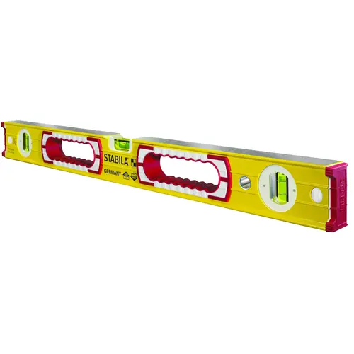 Spirit Level, 72 in L, 3-Vial, Non-Magnetic, Aluminum, Yellow