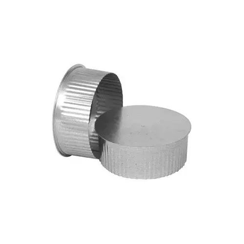 End Cap, 3 in Dia, Galvanized Steel Silver End Cap, 3 in Dia, Galvanized Steel Silver