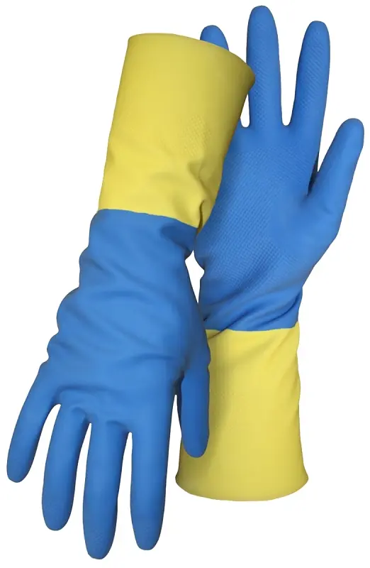 Boss Gloves L 13 in L Gauntlet Cuff Latex Coating Neoprene Glove Blue/Yellow 55L Boss Gloves L 13 in L Gauntlet Cuff Latex Coating Neoprene Glove Blue/Yellow 55L