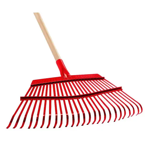 Leaf Rake, Steel Tine, 25-Tine, Wood Handle, 54 in L Handle Leaf Rake, Steel Tine, 25-Tine, Wood Handle, 54 in L Handle