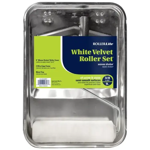 White Velvet Roller Kit, Semi-Smooth Surface, 3-Piece White Velvet Roller Kit, Semi-Smooth Surface, 3-Piece