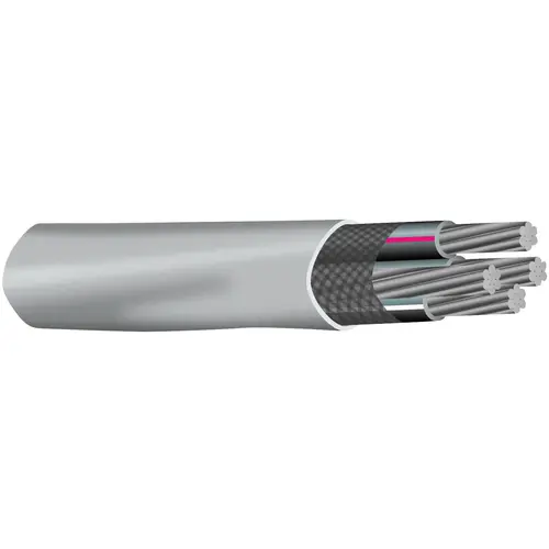 Service Entrance Cable, 4-Conductor, 500 ft L, Aluminum Conductor, PVC Insulation, 600 V Gray