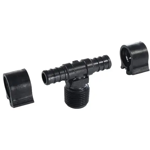 Tee with Clamps PEXLock 1/2" MPT X 1/2" D MPT PEX Tee with Clamps PEXLock 1/2" MPT X 1/2" D MPT PEX