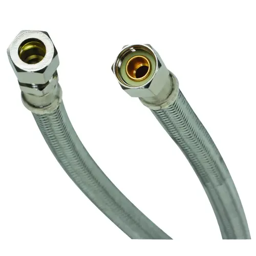 Water Supply Connector, 3/8 in, Compression, Polymer/Stainless Steel