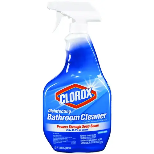 Bathroom Cleaner, 30 oz Bottle, Liquid, Citrus, Clear