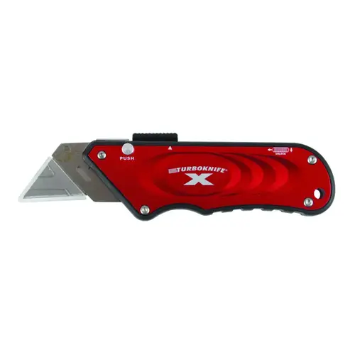Utility Knife, 1.18 in L Blade, 4.06 in W Blade, Straight Handle, Red Handle