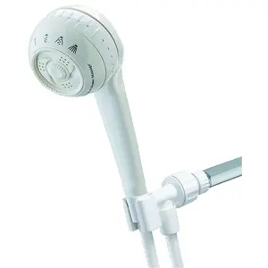Waterpik SM-451E Handheld Shower Head, 1/2 in Connection, 1.8 gpm, 4 Spray Settings, 5 ft L Hose White