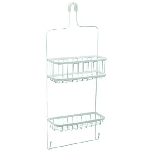 E Shower Caddy, Steel, 10.38 in OAW, 26.13 in OAH, 4.13 in OAD White E Shower Caddy, Steel, 10.38 in OAW, 26.13 in OAH, 4.13 in OAD White