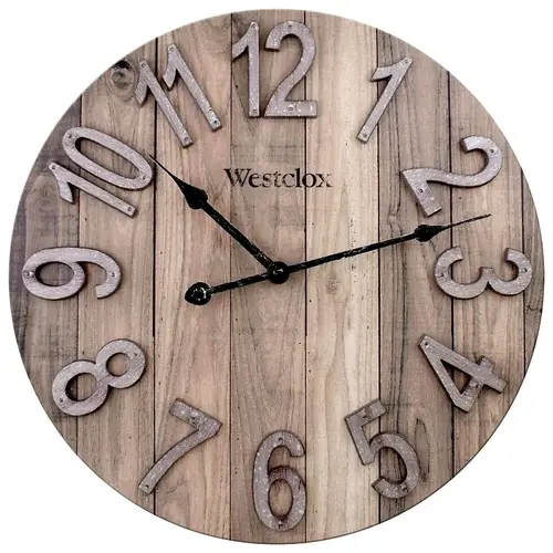 Clock, Round, Brown Frame, Wood Clock Face, Analog
