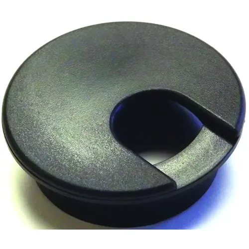 Desk Grommet, 2 in Dia Cable, Polystyrene, Black