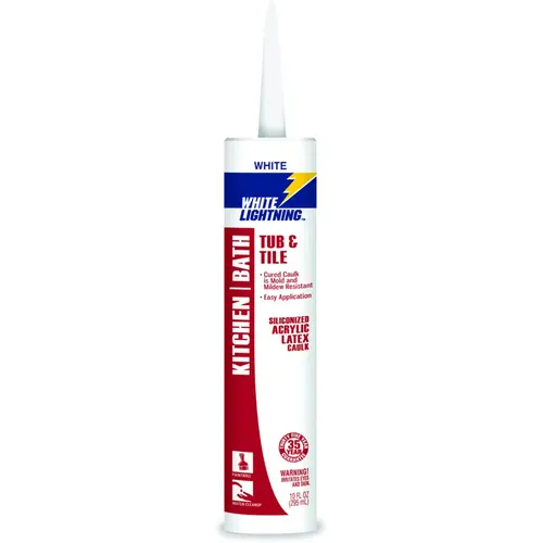 Adhesive Caulk, White, -30 to 180 deg F, 10 fl-oz Cartridge Adhesive Caulk, White, -30 to 180 deg F, 10 fl-oz Cartridge