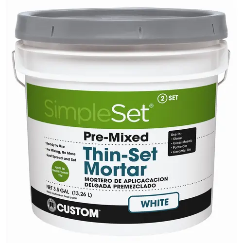 Thin Set Mortar, Paste, Characteristic, Gray/White, 3.5 gal Pail Thin Set Mortar, Paste, Characteristic, Gray/White, 3.5 gal Pail