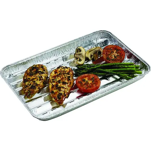 Grilling Tray, Heavy-Duty, Aluminum Silver - pack of 3 Grilling Tray, Heavy-Duty, Aluminum Silver - pack of 3