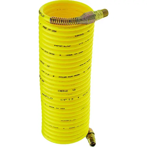 Air Hose, 1/4 in OD, 25 ft L, MNPT, 200 psi Pressure, Nylon, Yellow Air Hose, 1/4 in OD, 25 ft L, MNPT, 200 psi Pressure, Nylon, Yellow