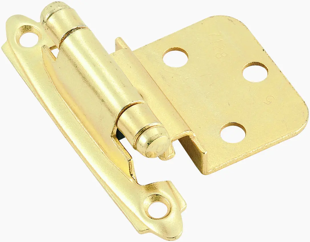 Amerock 3/8 (10 mm) Inset Self Closing Face Mount Cabinet Hinge Bright Brass Finish - Pair BPR34283