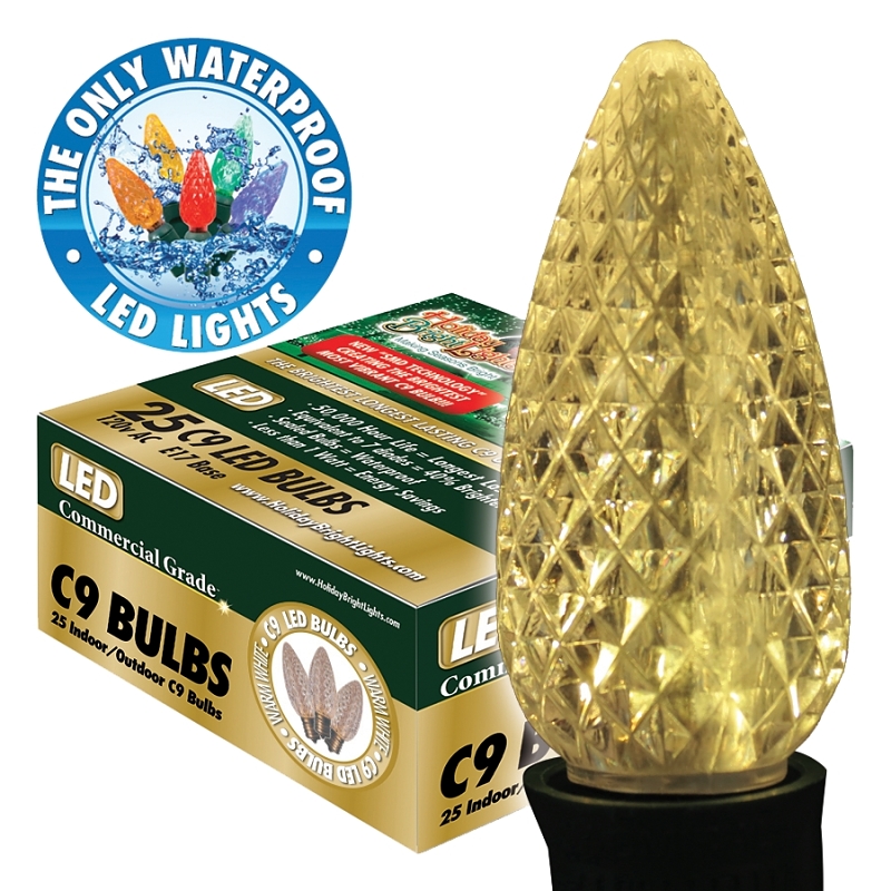 Holiday Bright Lights BU25-LEDFC9-TWW Light Bulb, 0.6 W, Intermediate (E17) Lamp Base, LED Lamp, Warm White Light - pack of 25
