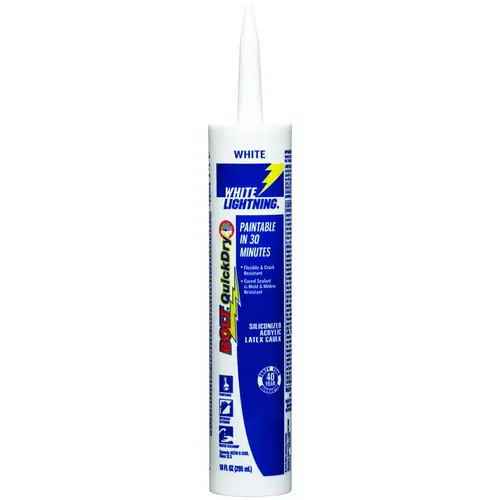 BOLT Siliconized Acrylic Latex Caulk, White, 5 to 7 days Curing, -30 to 180 deg F, 10 fl-oz - pack of 12 BOLT Siliconized Acrylic Latex Caulk, White, 5 to 7 days Curing, -30 to 180 deg F, 10 fl-oz - pack of 12