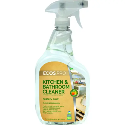Kitchen and Bathroom Cleaner, 32 oz Bottle, Liquid, Parsley, Water White - pack of 6 Kitchen and Bathroom Cleaner, 32 oz Bottle, Liquid, Parsley, Water White - pack of 6